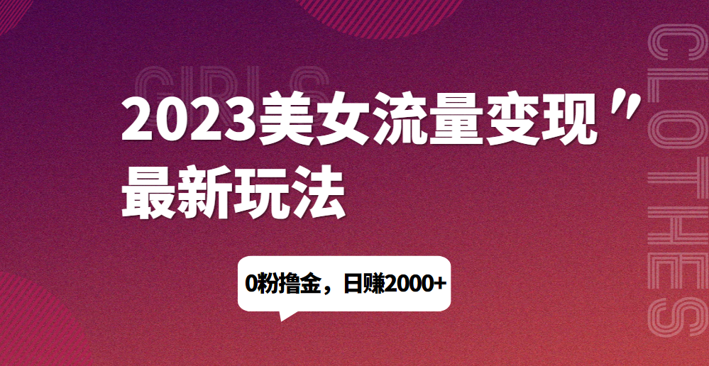 2023美女流量变现最新玩法，0粉撸金，日赚1500+，实测日引流200+网赚项目-副业赚钱-互联网创业-资源整合老吴网赚