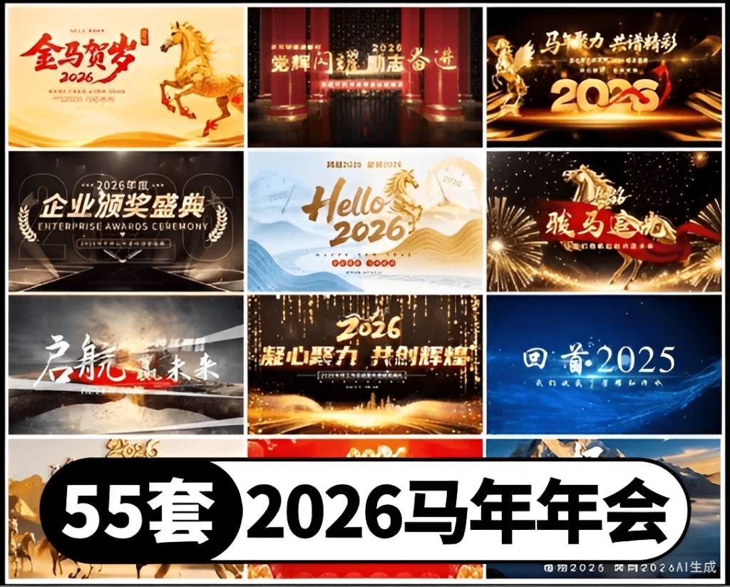 2026马年新春年终盛典必备素材来啦！✅ 55套高清AE视频模板网赚项目-副业赚钱-互联网创业-资源整合老吴网赚